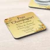 Free Champagne Golden Yellow Flowers Cork Backed Getränkeuntersetzer (Linke Seite)