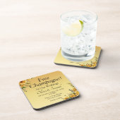 Free Champagne Golden Yellow Flowers Cork Backed Getränkeuntersetzer (Rechte Seite)