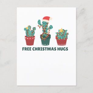 Free Christmas Hugs Funny Cactus Plants Feiertagspostkarte