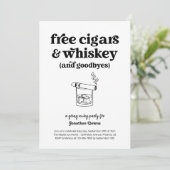 Free Cigars & Whiskey Funny Goway Party Einladung (Stehend Vorderseite)
