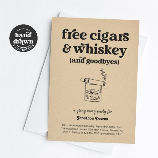 Free Cigars & Whiskey Funny Goway Party Einladung