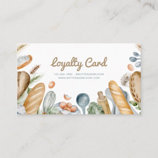 Free Croissant Boho Bäckerei Treuekarte (Rückseite)