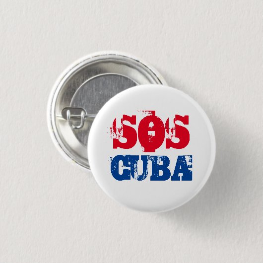 Free Cuba SOS Kuba Rot Blau Button (Vorne & Hinten)