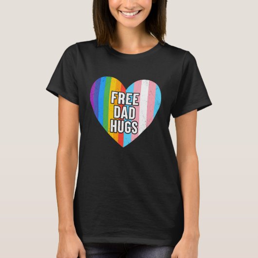 Free Dad Hugs Rainbow Heart Lgbt Pride Month T-Shirt (Vorderseite)