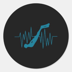 Free Dive Heartbeat Freediver Free Diving Apnea Runder Aufkleber