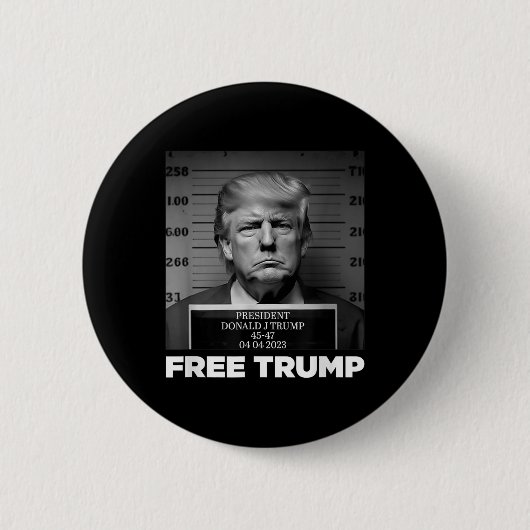 Free Donald Trump Mugshot Button (Vorderseite)