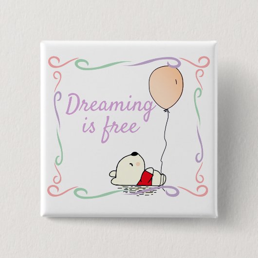 Free Dreams Bär mit Balloons Button (Vorderseite)