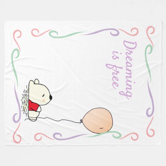 Free Dreams Bär mit Balloons Fleecedecke (Vorderseite (Horizontal))