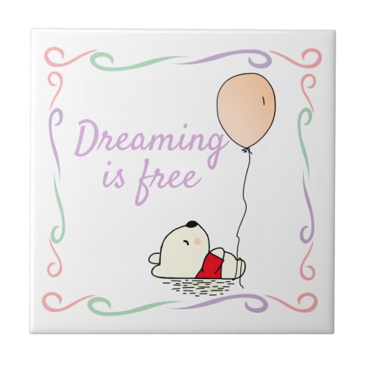 Free Dreams Bär mit Balloons Fliese (Vorderseite)