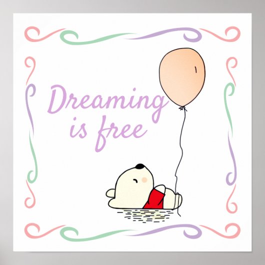 Free Dreams Bär mit Balloons Poster (Vorne)