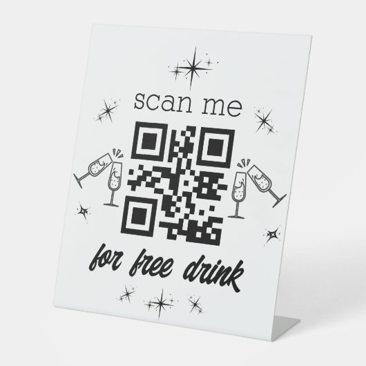 Free Drink qr Code stilvoll chic Sockelschild (Vorderseite)