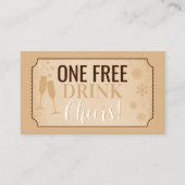 Free Drink Retro Winter Party Card or Ticket (Vorderseite)
