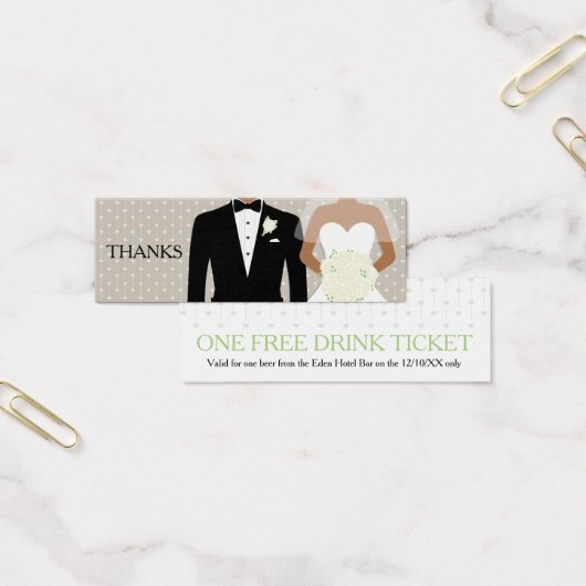 Free drink wedding voucher card white roses hearts (Büro)