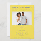 Free Drinks Foto Lässig Gelb Grau Save the Date (Vorderseite)