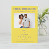 Free Drinks Foto Lässig Gelb Grau Save the Date (Stehend Vorderseite)