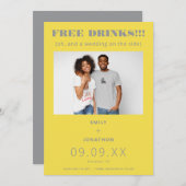 Free Drinks Foto Lässig Gelb Grau Save the Date (Vorne/Hinten)