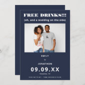 Free Drinks Foto Lässig Navy White Save the Date (Vorne/Hinten)