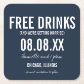 Free Drinks Funny Navy Save the Date Rechteckiger Pappuntersetzer (Vorderseite)
