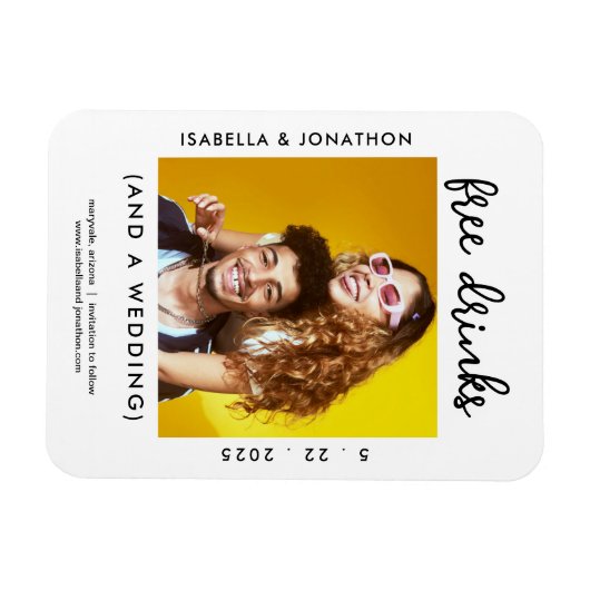 Free Drinks Funny Save the Date Foto Card - 3x4" Magnet (Horizontal)