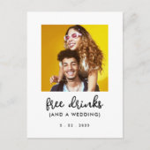 Free Drinks Funny Save the Date Foto Postkarte (Vorderseite)