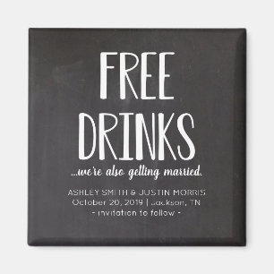 Free Drinks Funny Save the Date Magnete Magnet
