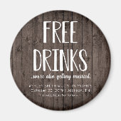 Free Drinks Funny Save the Date Magnete Magnet (Vorne)
