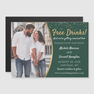 Free Drinks Green Gold Foto speichern das Date Mag Magnetkarte