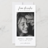 Free Drinks Modern Romantic Photo Wedding Save The Date (Vorderseite)