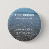 Free drinks save the date beach wedding add name button (Vorderseite)