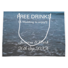 Free drinks save the date beach wedding add name  große geschenktüte