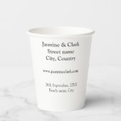 Free drinks save the date beach wedding add name pappbecher (Rückseite)