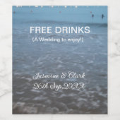 Free drinks save the date beach wedding add name weinetikett (Einzelnes Label)
