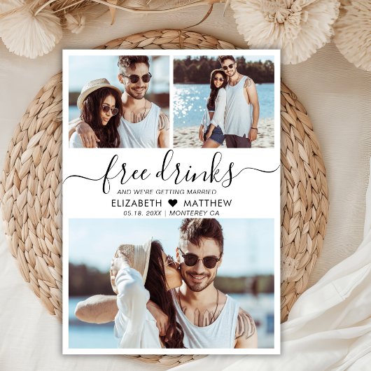 Free Drinks Script Moderne Foto Collage Hochzeit Save The Date
