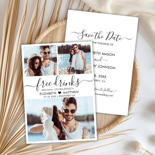 Free Drinks Script Moderne Foto Collage Hochzeit Save The Date
