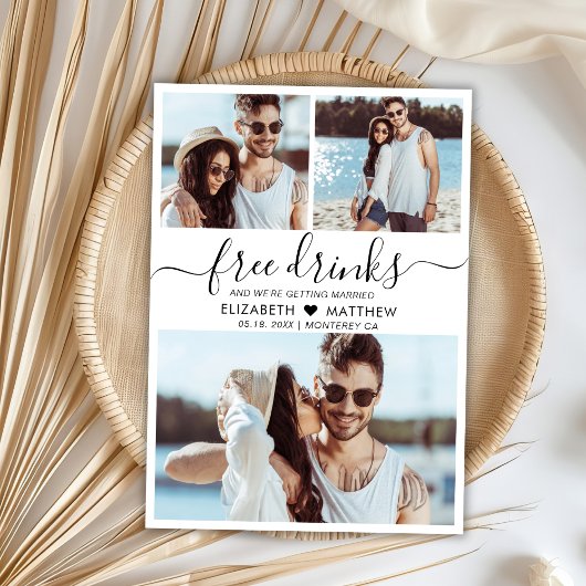 Free Drinks Script Moderne Foto Collage Hochzeit Save The Date