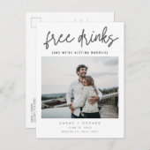Free Drinks Script Wedding Foto Speichern Sie die  Ankündigungspostkarte (Vorne/Hinten)