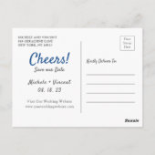 Free Drinks Silver Blue Foto Save the Date Lässig Postkarte (Rückseite)