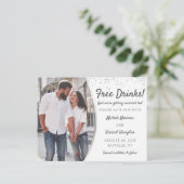 Free Drinks Silver Foto Save the Date Lässig Postkarte (Stehend Vorderseite)