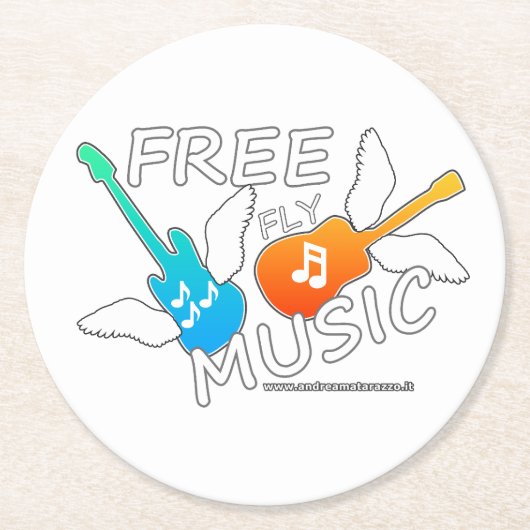Free Fly Music Runder Pappuntersetzer (Vorderseite)