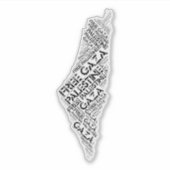 Free Gaza Free Palestine Map Cloud Word Aufkleber (Vorderseite)