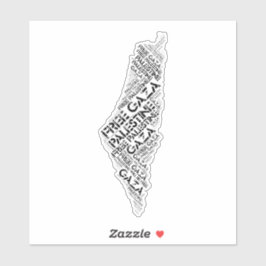 Free Gaza Free Palestine Map Cloud Word Aufkleber
