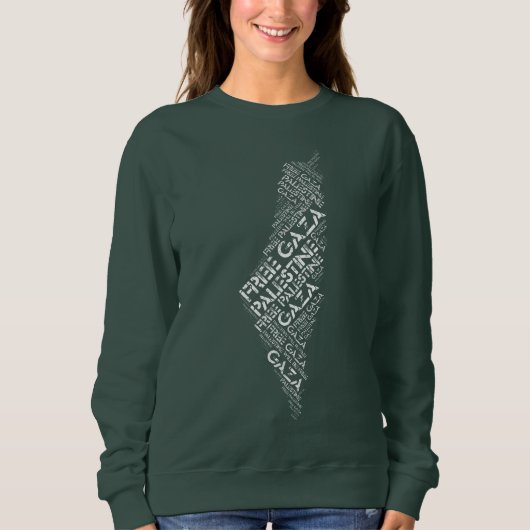 Free Gaza Free Palestine Map Cloud Word Sweatshirt (Vorderseite)