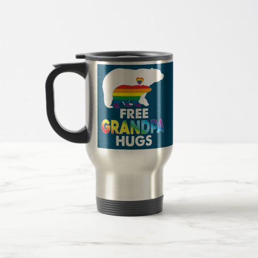 Free Grandpa Hugs Rainbow Bear LGBT Pride Gay Reisebecher (Links)