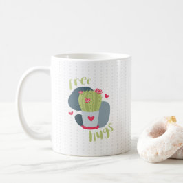 Free Hugs and Hearts Cactus Kaffeetasse