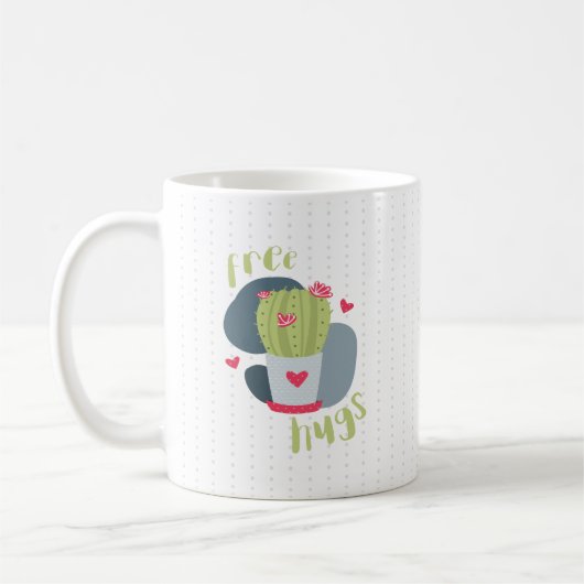 Free Hugs and Hearts Cactus Kaffeetasse (Links)