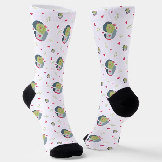 Free Hugs and Hearts Cactus Socks Socken (Gewinkelt)