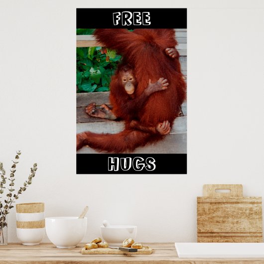 Free Hugs Borneo Orang-Utan Poster (Küche)