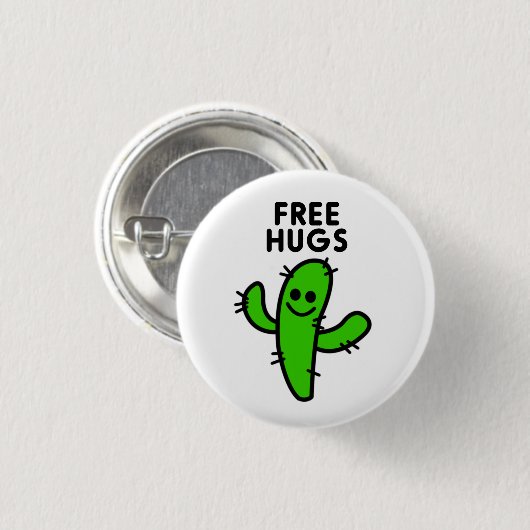 Free Hugs Cactus Funny Button (Vorne & Hinten)