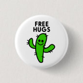 Free Hugs Cactus Funny Button (Vorderseite)