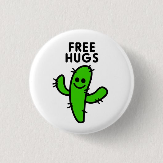 Free Hugs Cactus Funny Button (Vorderseite)